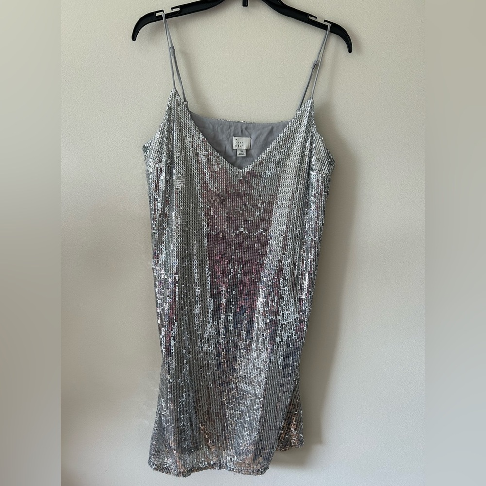 A New Day Silver Sequin Mini Dress in Size XS
